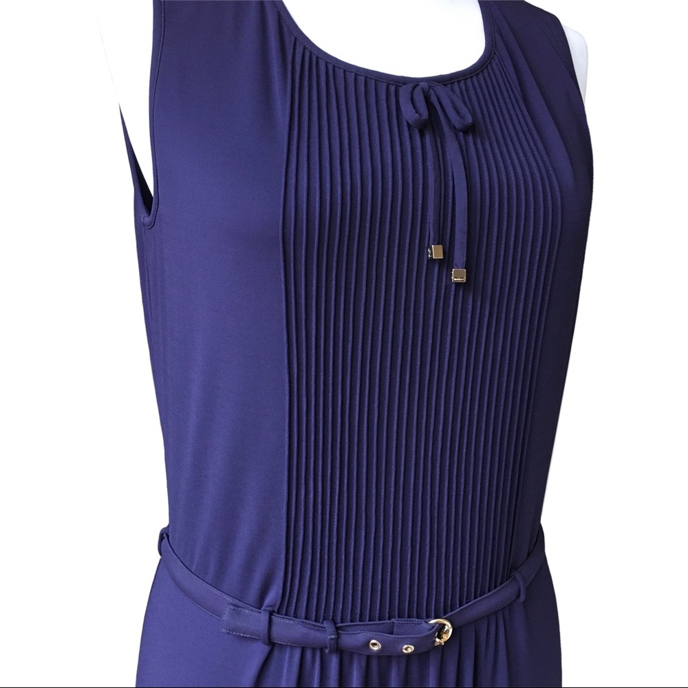 Gucci Purple Viscose Pleated Front Belted Dress
